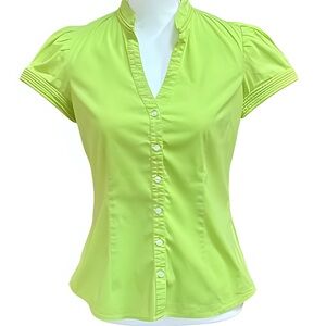 Express Neon Green Women's Button-Down Shirt Sleeve Button Down Shirt Size S